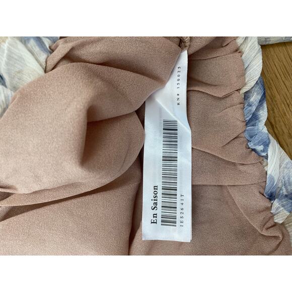 En Saison Kika Floral One Shoulder Romantic Cottage Ruffle Blouse NEW Large - Picture 10 of 11